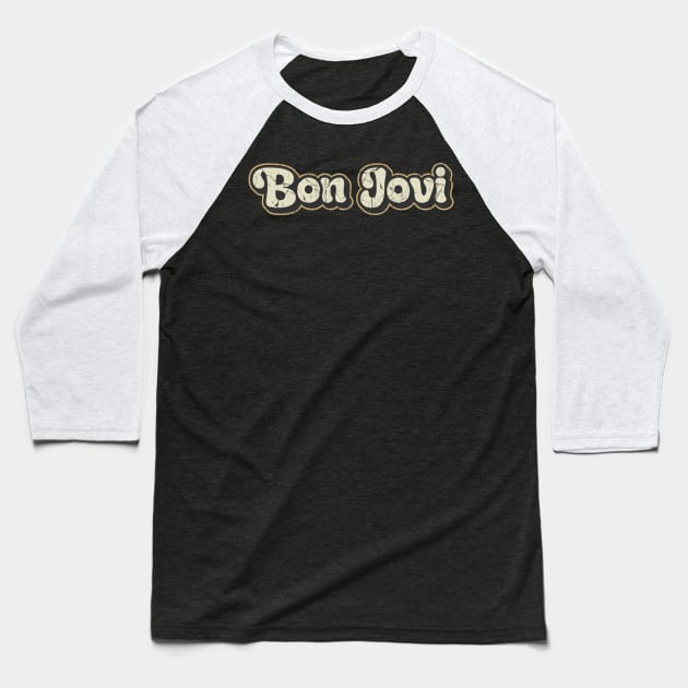 Bon Jovi - Vintage Text Baseball T-Shirt by Arestration